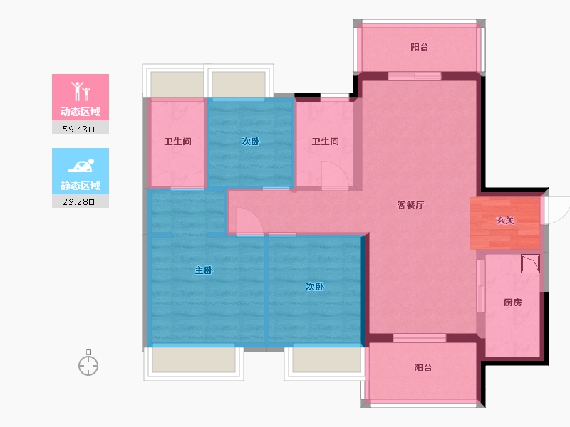 广东省-中山市-保利碧桂园领秀海-78.77-户型库-动静分区