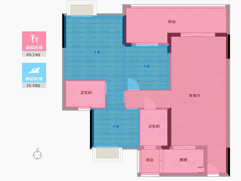 广东省-中山市-怡景湾-95.05-户型库-动静分区