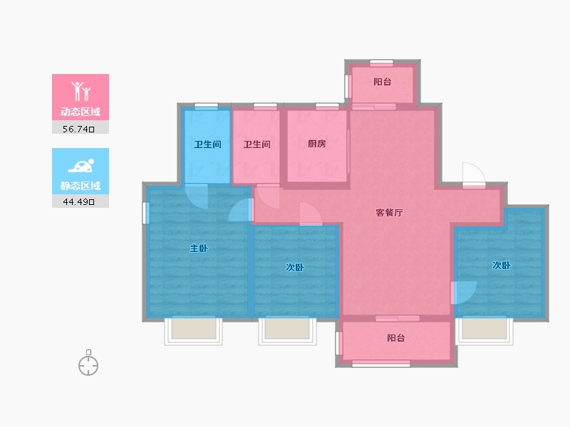 江苏省-南通市-保利云禧-90.00-户型库-动静分区