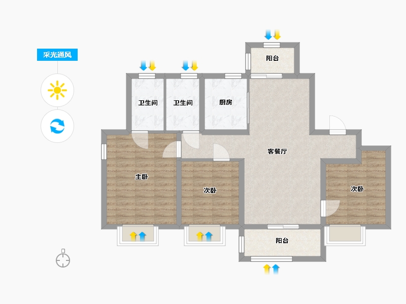 江苏省-南通市-保利云禧-90.00-户型库-采光通风