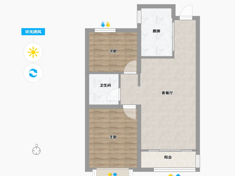 山东省-青岛市-鲁商泰晤士商街-57.59-户型库-采光通风