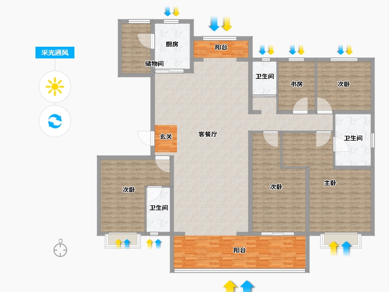 宁夏回族自治区-银川市-碧桂园翡翠湾-208.00-户型库-采光通风