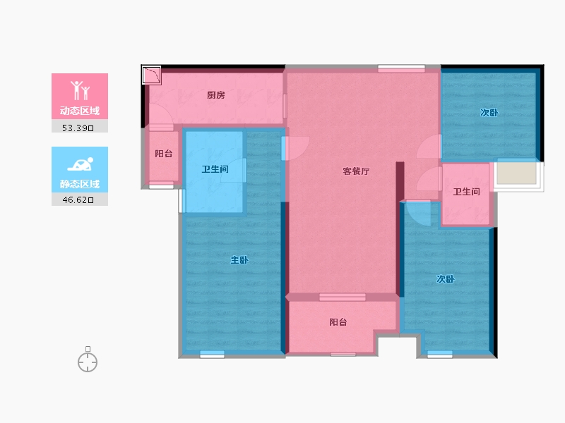 湖南省-湘潭市-湘潭万达广场（万达华府）-89.16-户型库-动静分区