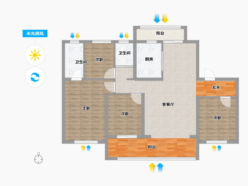 宁夏回族自治区-银川市-碧桂园翡翠湾-112.00-户型库-采光通风