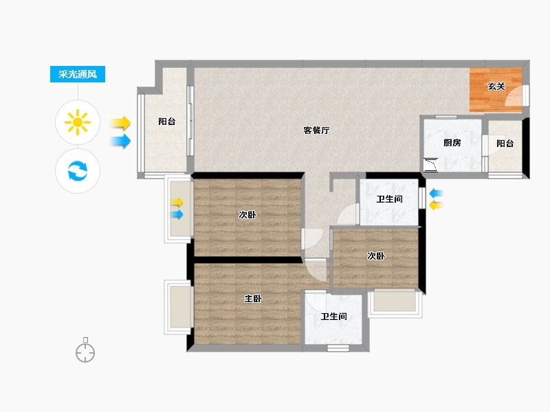 广东省-中山市-保利碧桂园领秀海-94.43-户型库-采光通风