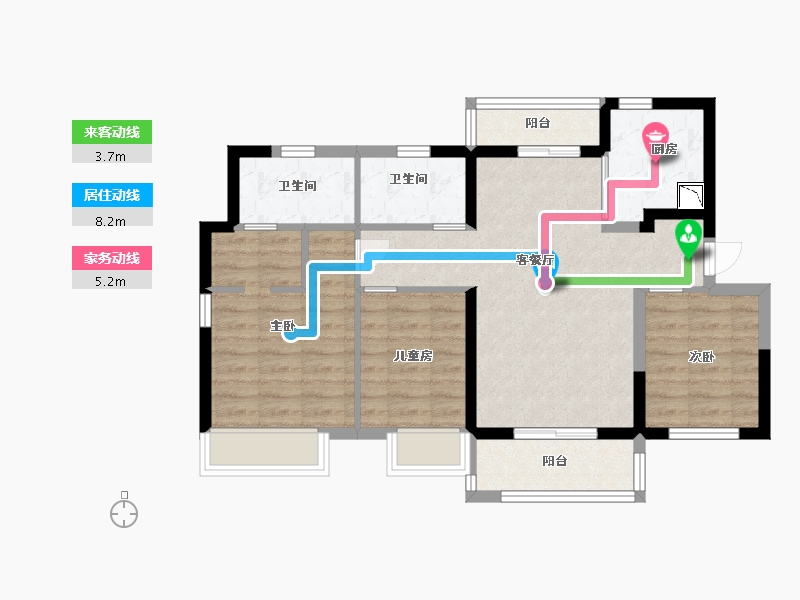 广东省-中山市-融创东城首府-76.80-户型库-动静线