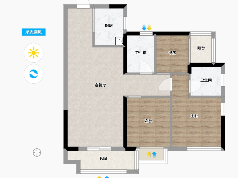 广东省-中山市-融创东城首府-74.39-户型库-采光通风