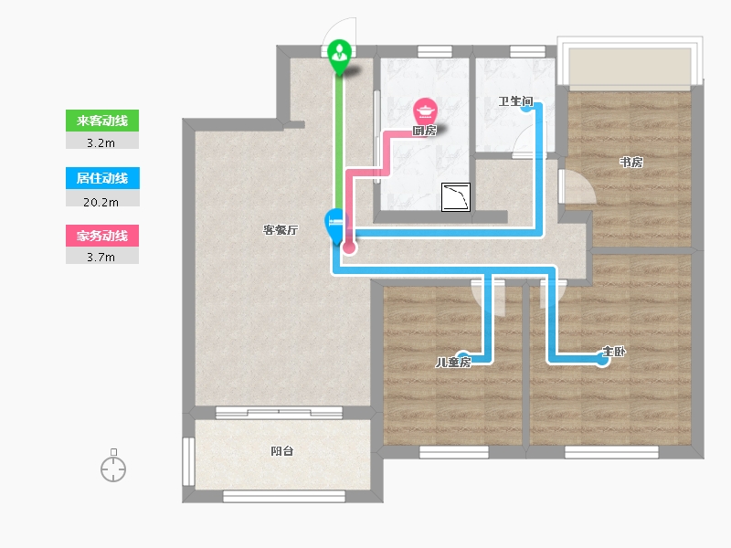 江苏省-徐州市-万科弘阳结庐-70.00-户型库-动静线