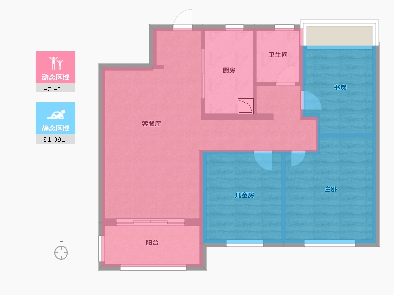 江苏省-徐州市-万科弘阳结庐-70.00-户型库-动静分区