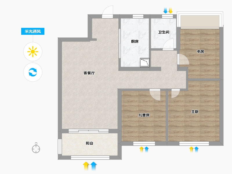 江苏省-徐州市-万科弘阳结庐-70.00-户型库-采光通风