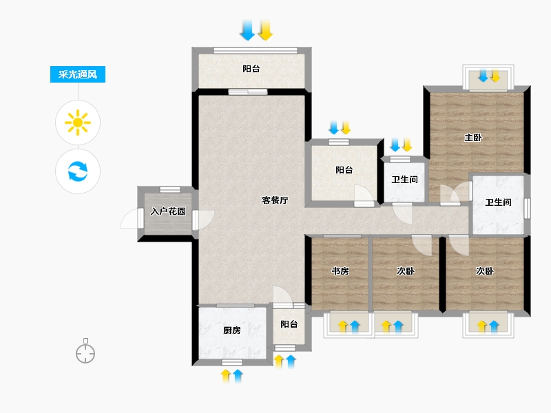 广东省-深圳市-半山悦海花园-106.78-户型库-采光通风