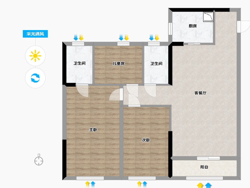 广东省-深圳市-蓝郡公馆-97.60-户型库-采光通风