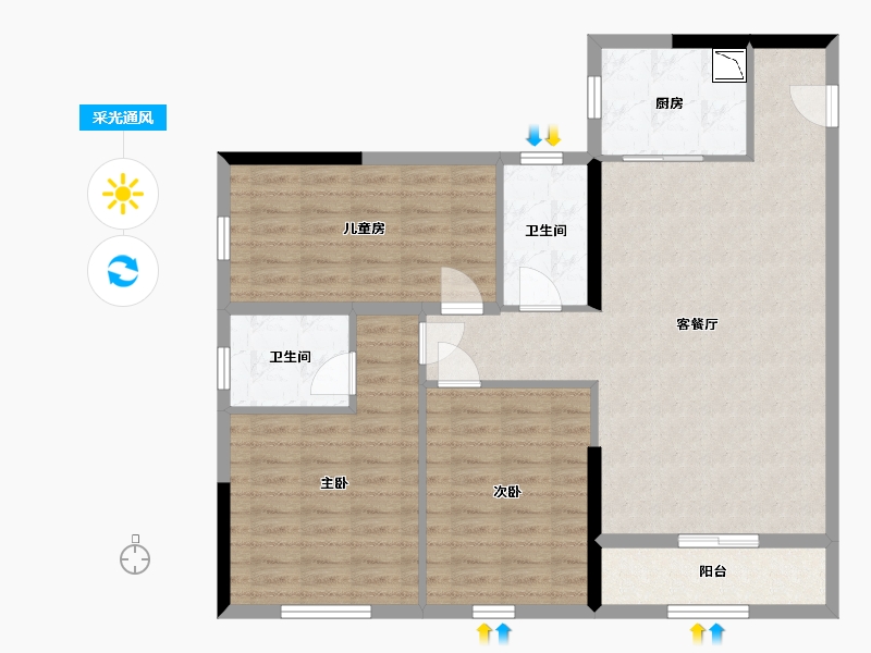 广东省-深圳市-蓝郡公馆-100.80-户型库-采光通风