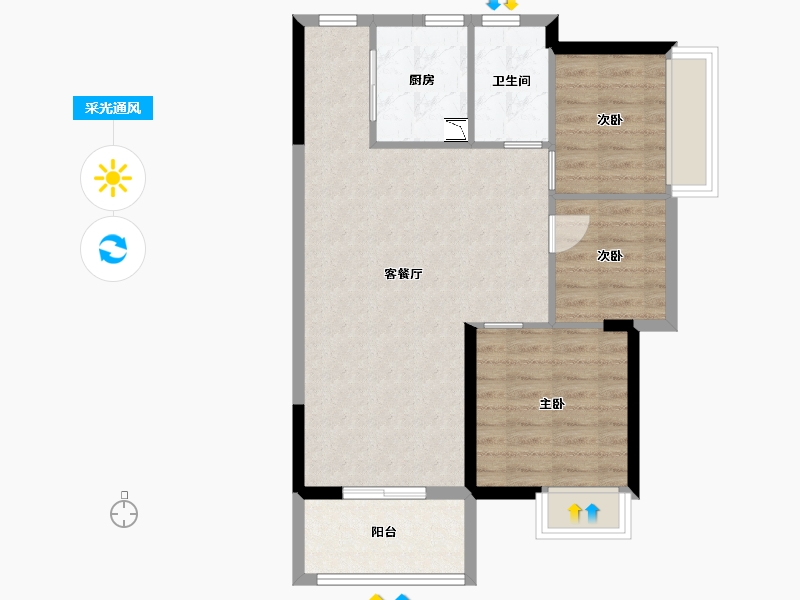 广东省-中山市-怡景湾-71.50-户型库-采光通风