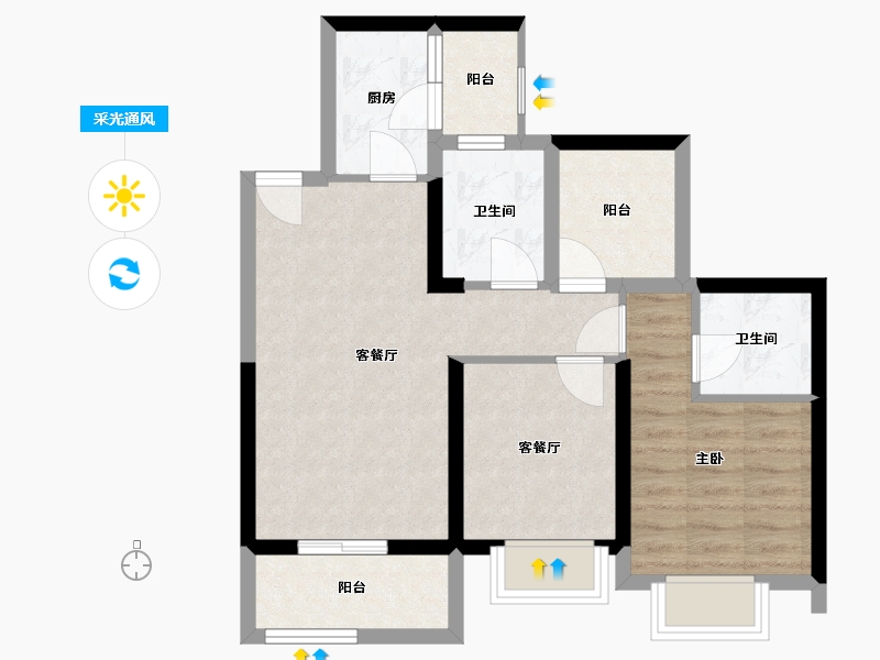 广东省-深圳市-半山悦海花园-63.38-户型库-采光通风