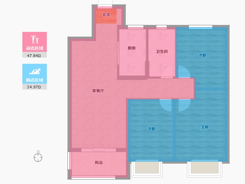 安徽省-六安市-新滨湖孔雀城-74.40-户型库-动静分区