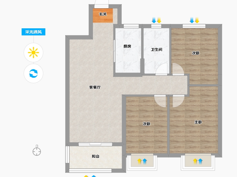 安徽省-六安市-新滨湖孔雀城-74.40-户型库-采光通风