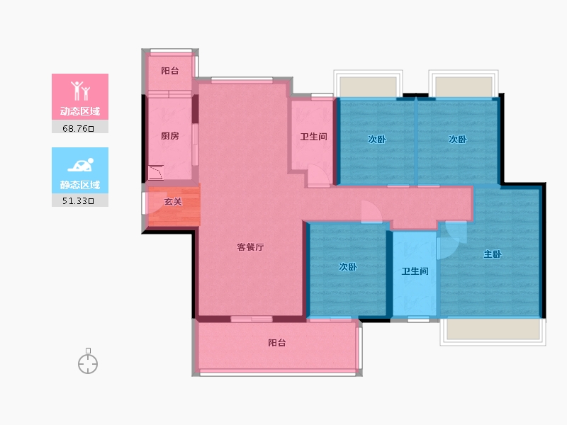 广东省-中山市-保利碧桂园领秀海-107.50-户型库-动静分区