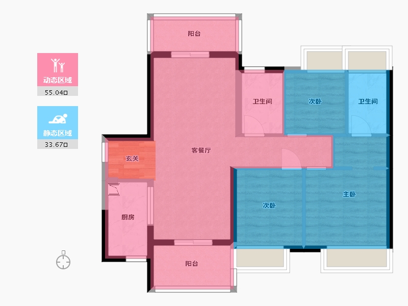 广东省-中山市-保利碧桂园领秀海-78.78-户型库-动静分区