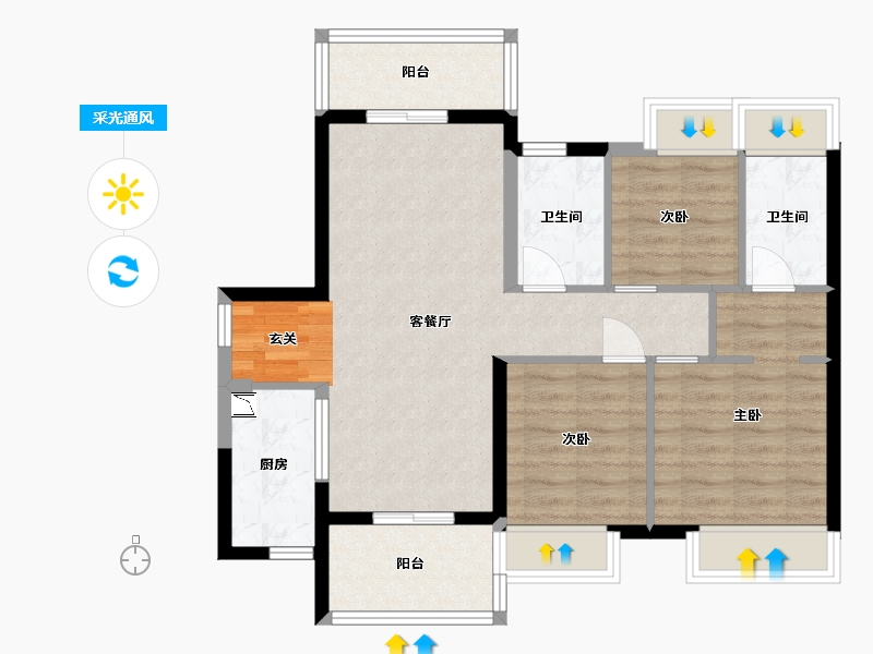 广东省-中山市-保利碧桂园领秀海-78.78-户型库-采光通风