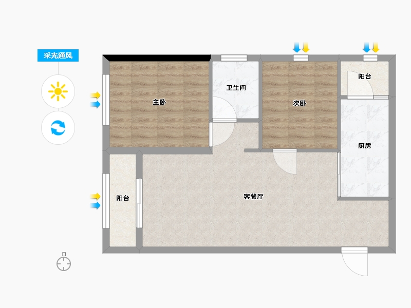 广东省-深圳市-蓝郡公馆-68.00-户型库-采光通风