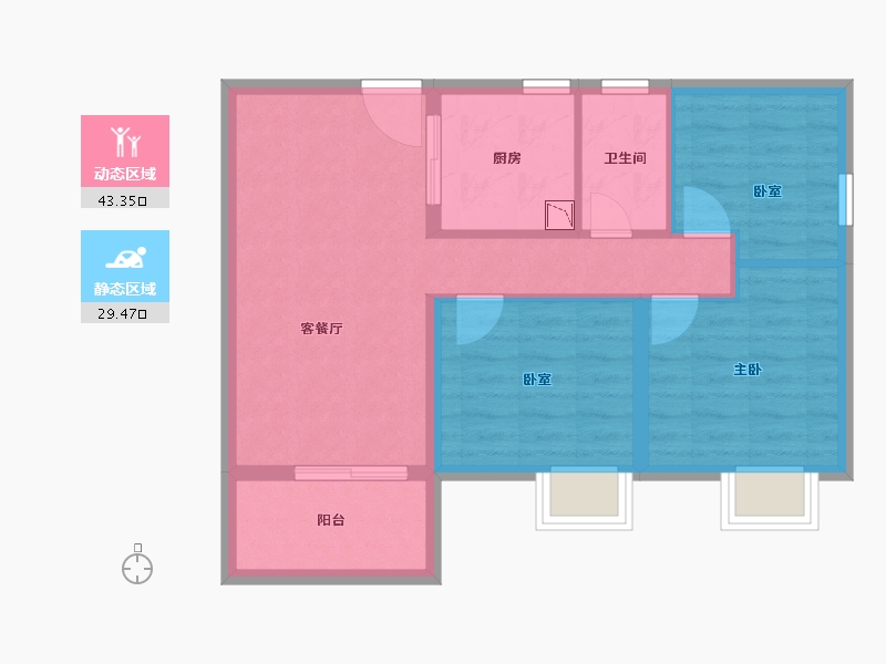 湖北省-武汉市-金川・纯水岸-64.86-户型库-动静分区