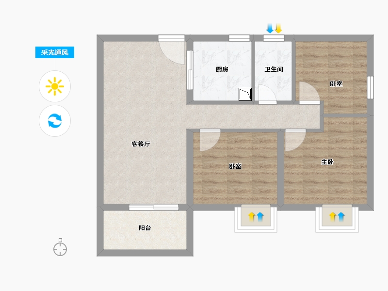 湖北省-武汉市-金川・纯水岸-64.86-户型库-采光通风