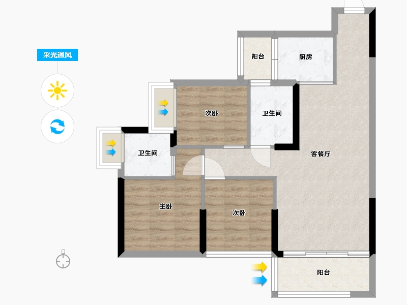 广东省-中山市-祥圣富地-70.08-户型库-采光通风