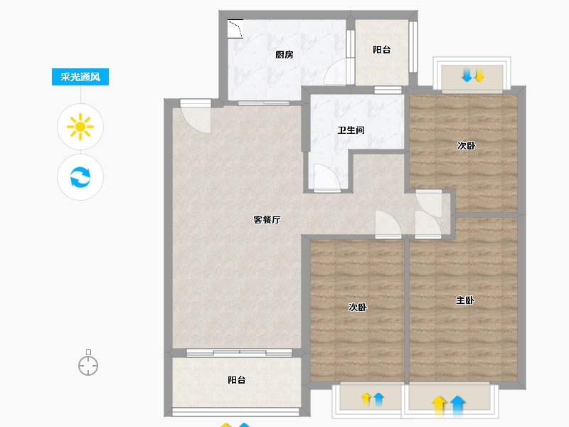 河北省-邯郸市-恒大绿洲-93.00-户型库-采光通风