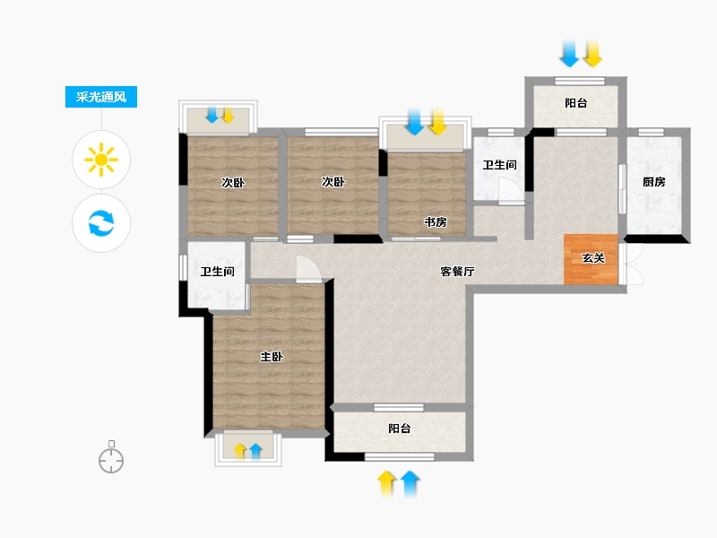 湖南省-岳阳市-锦绣新城-96.19-户型库-采光通风