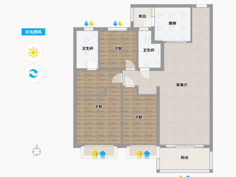 河北省-邯郸市-恒大绿洲-109.00-户型库-采光通风