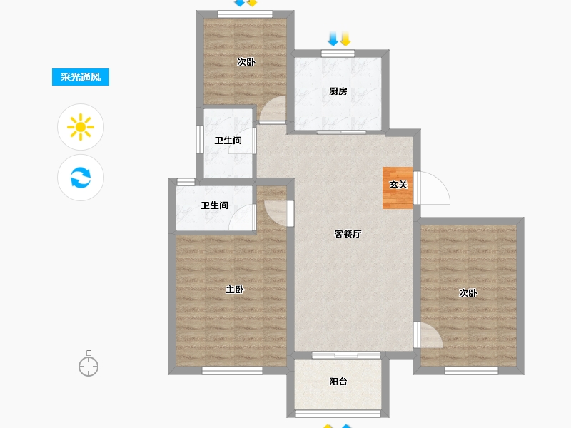 宁夏回族自治区-银川市-碧桂园翡翠湾-92.00-户型库-采光通风