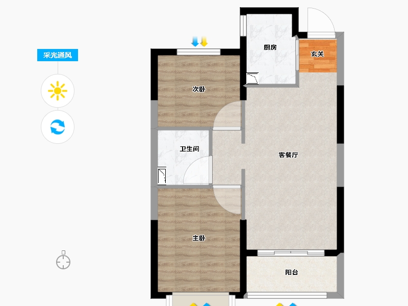 宁夏回族自治区-银川市-恒大天宸帝景-65.97-户型库-采光通风