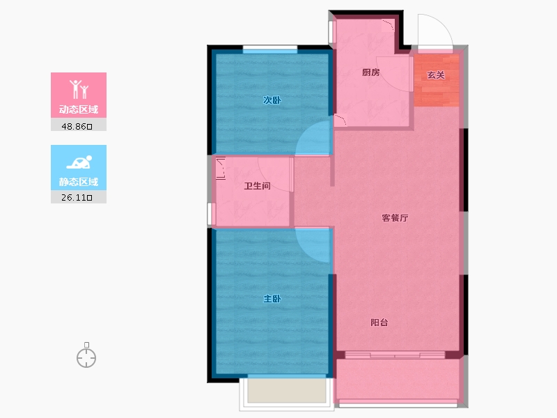 宁夏回族自治区-银川市-恒大天宸帝景-67.55-户型库-动静分区