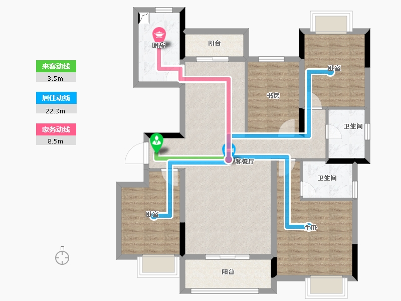 湖北省-武汉市-南益名士公馆-105.55-户型库-动静线