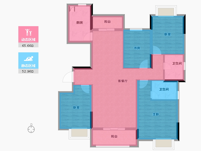 湖北省-武汉市-南益名士公馆-105.55-户型库-动静分区