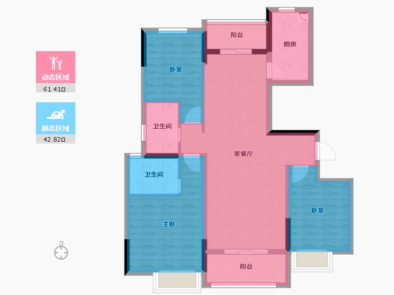 湖北省-武汉市-南益名士公馆-92.46-户型库-动静分区