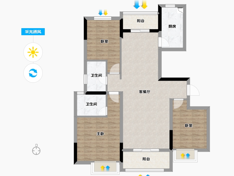 湖北省-武汉市-南益名士公馆-92.46-户型库-采光通风