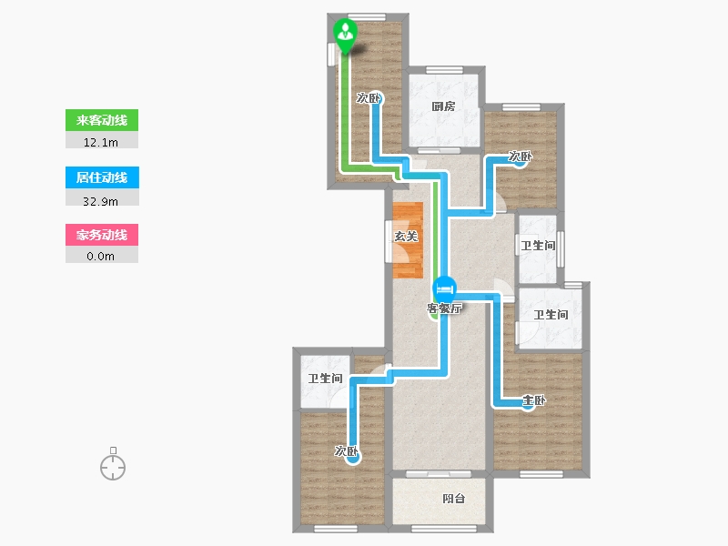 浙江省-金华市-滨江壹品-111.98-户型库-动静线