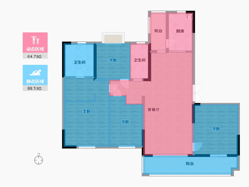 广东省-河源市-河源恒大滨江左岸-138.39-户型库-动静分区