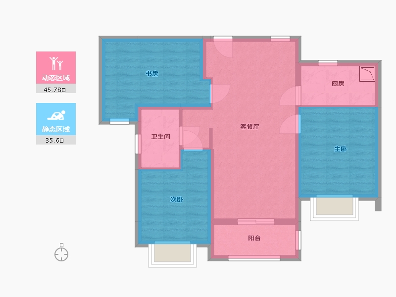 湖北省-武汉市-东湖金茂府-71.88-户型库-动静分区