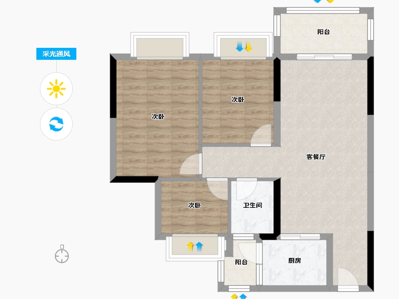 广东省-中山市-融创溪湾首府-76.94-户型库-采光通风