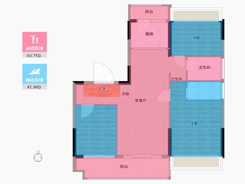 安徽省-阜阳市-碧桂园抱龙湾-95.00-户型库-动静分区