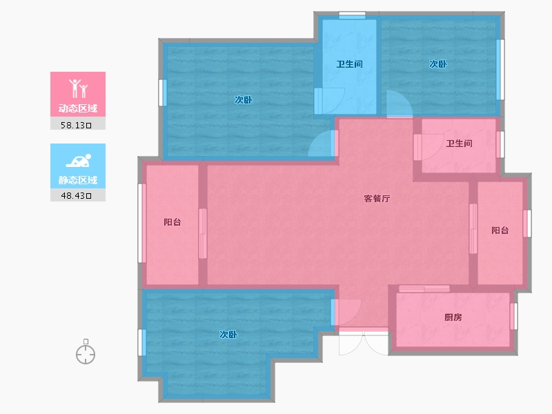 重庆-重庆市-璧山俊豪城西区-95.07-户型库-动静分区