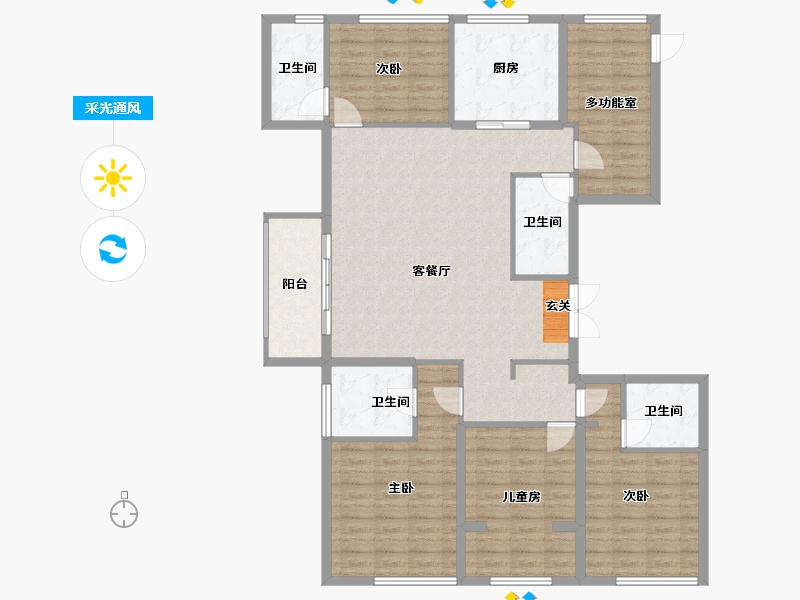 浙江省-金华市-滨江壹品-144.00-户型库-采光通风