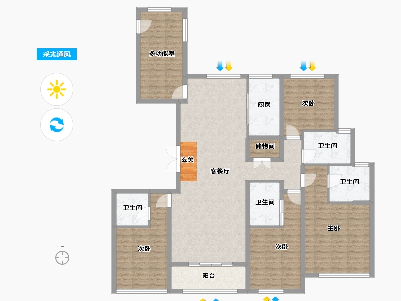 浙江省-金华市-滨江壹品-147.24-户型库-采光通风