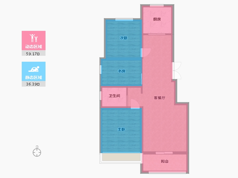 江苏省-连云港市-易居易墅-85.60-户型库-动静分区