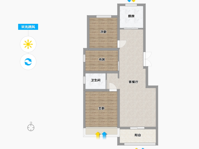 江苏省-连云港市-易居易墅-85.60-户型库-采光通风