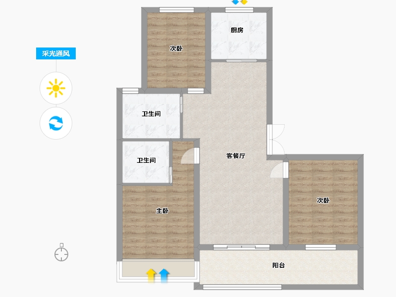 江苏省-连云港市-易居易墅-96.00-户型库-采光通风