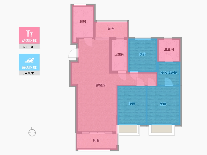 福建省-泉州市-东海湾三街四坊-86.40-户型库-动静分区